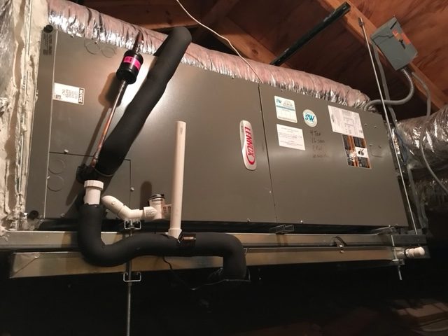 Pine island air handler installed in attic