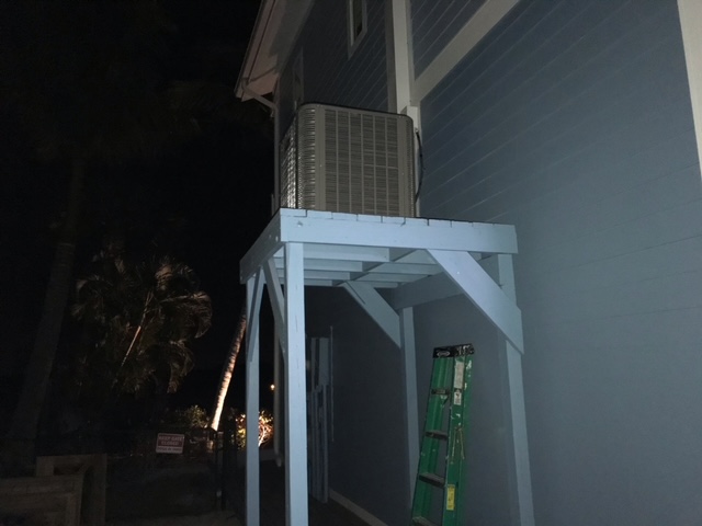Pine island air conditioner air handler installed on 8 foot platform
