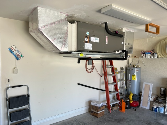 Garage air conditioner installation Lennox air handler